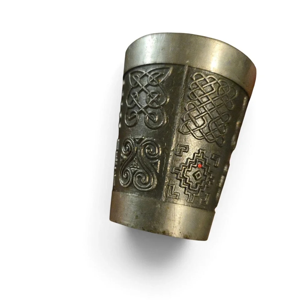 VTG Mullingar Pewter Silver Shot Glass Knotwork Celtic Made In Ireland Pewter